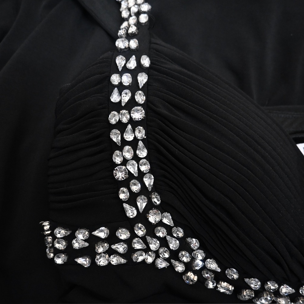 JS Boutique Women's 8 Black Rhinestone Embellished Evening Gown - Picture 8 of 11